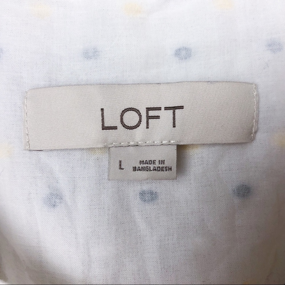 LOFT White and Blue Ruffle Sleeve Top - Picture 7 of 7